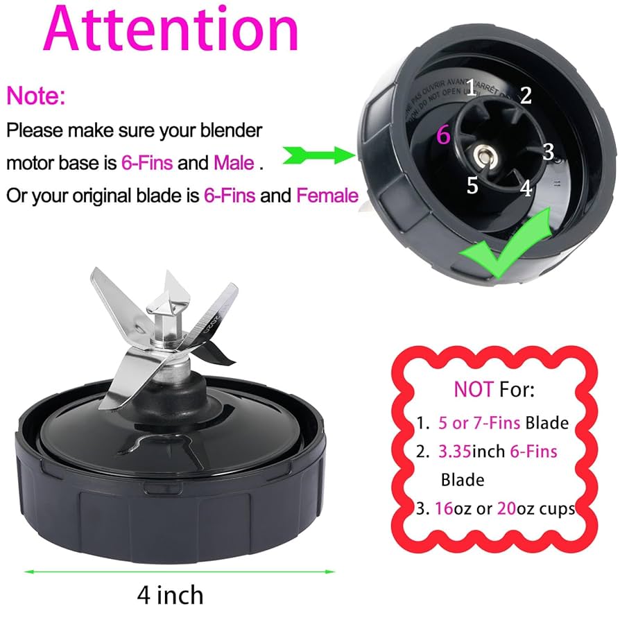 Amazon.com: [Upgrade] Replacement 6-Fins Female Blender