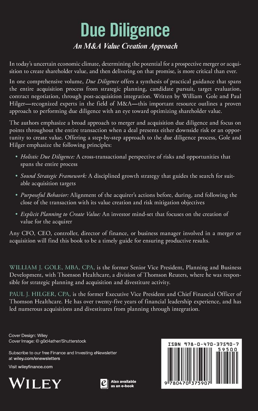 Due Diligence: An M&A Value Creation Approach: 476