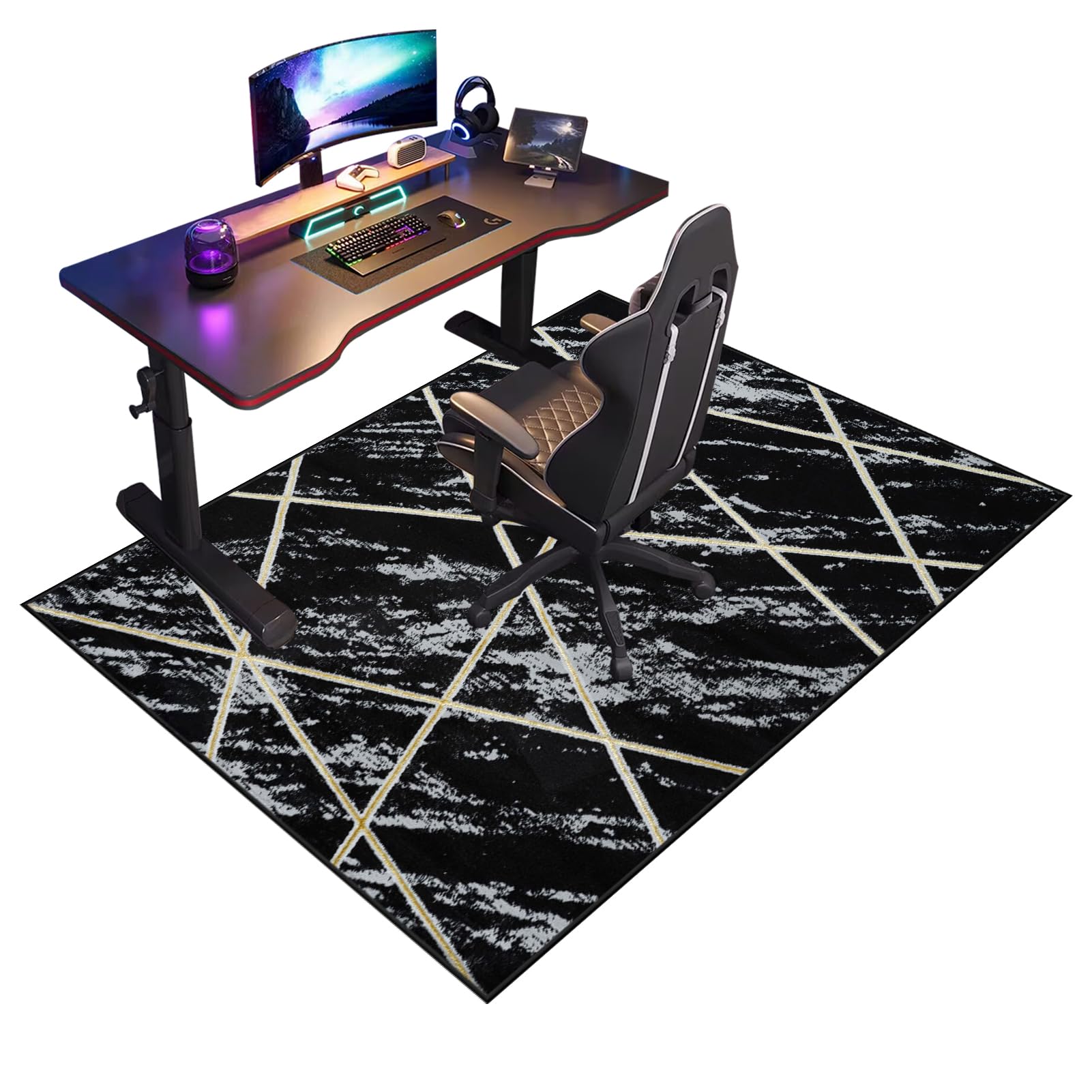 Fcenghox 604A Gaming Chair Mat For Hardwood Floor Anti-Slip Computer Rolling Chair Mat For Carpet Floor Protector For Office Chair Mat Under Desk Low Pile Office Rug Multi Purpose Chair Mat For Office 120 X 140 Cm