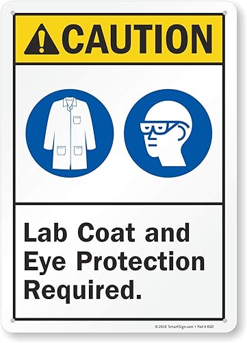 smartsign "PRECAUCIÓN: requiere Lab chamarra y protección de los ojos con Graphic, de plástico Señal, 14" x 10"