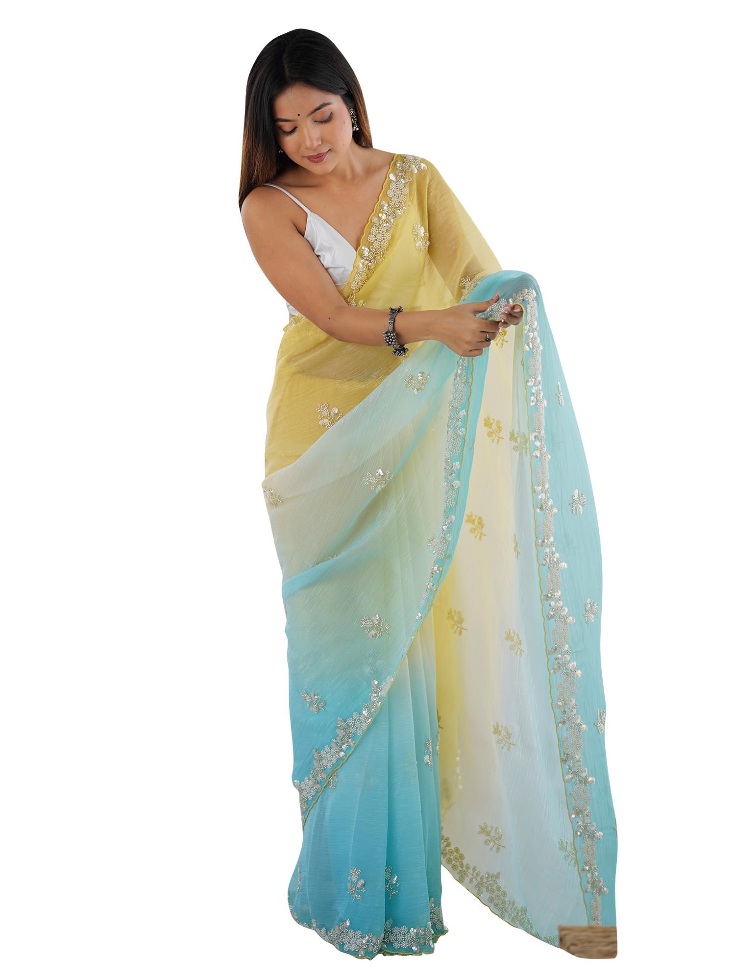 Women's Chiffon Embellished Saree With Unstitched Blouse Piece (AARYAN15801_KR_Parent)-image-26