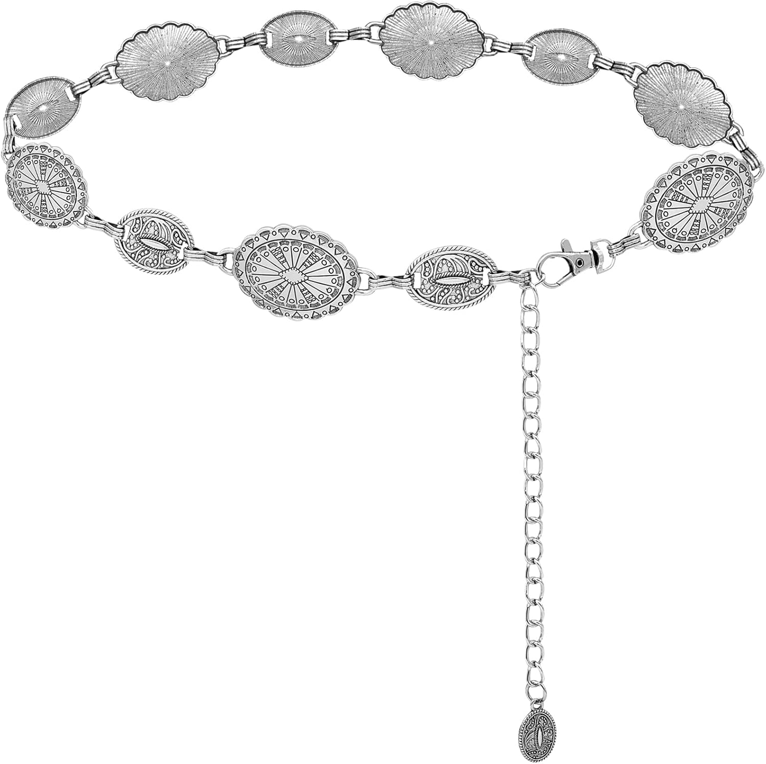 Women's Concho Chain Belt Western Cowgirl Metal Waist Chain Belt for Dress