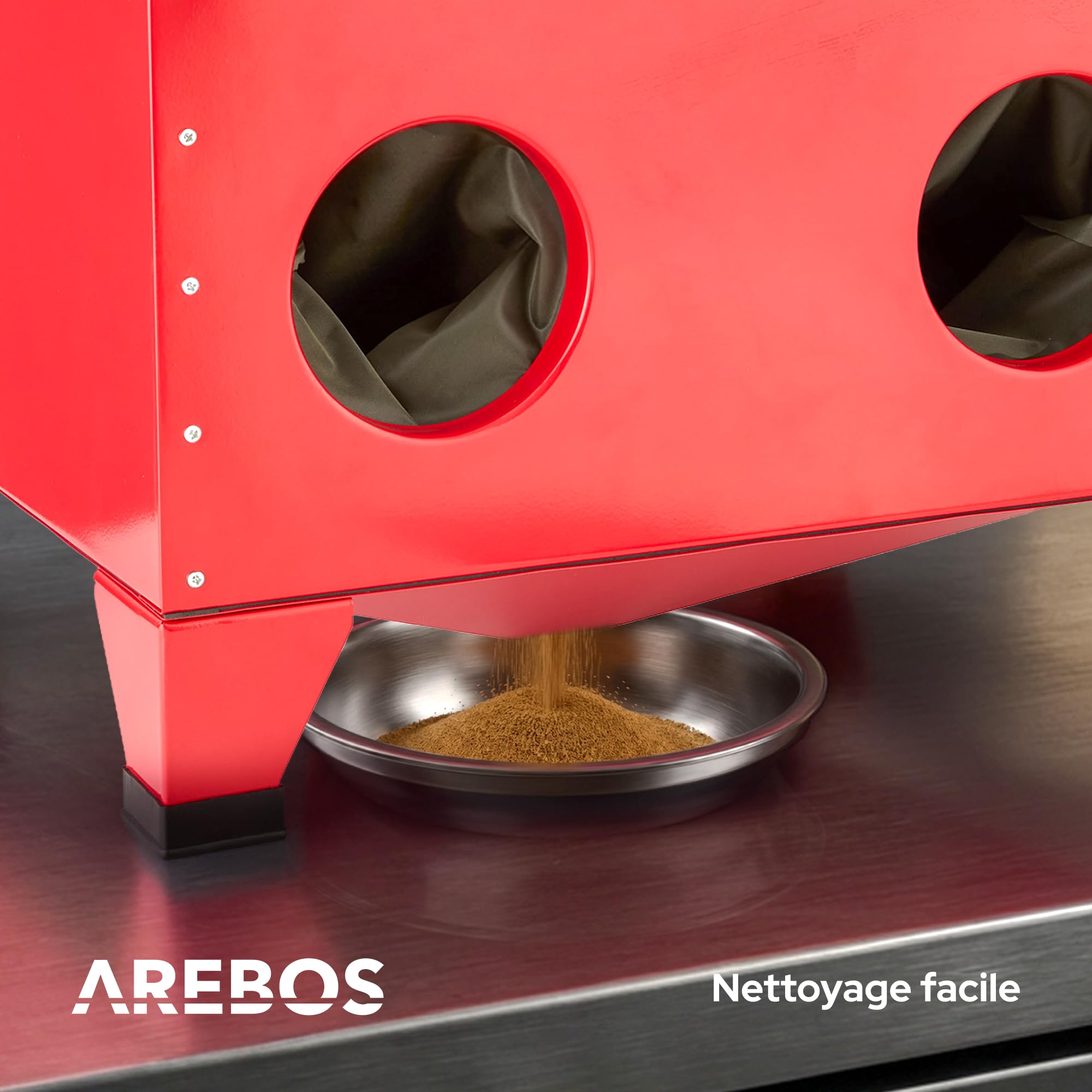 Arebos cabine de sablage 90 litres | y compris pistolet de sablage avec 4 buses en céramique | gants de travail | fenêtre de visualisation + 5 films de rechange