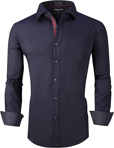 Alex Vando Mens Bamboo Dress Shirts Wrinkle Free Regular Fit Stretch Button Down Shirt