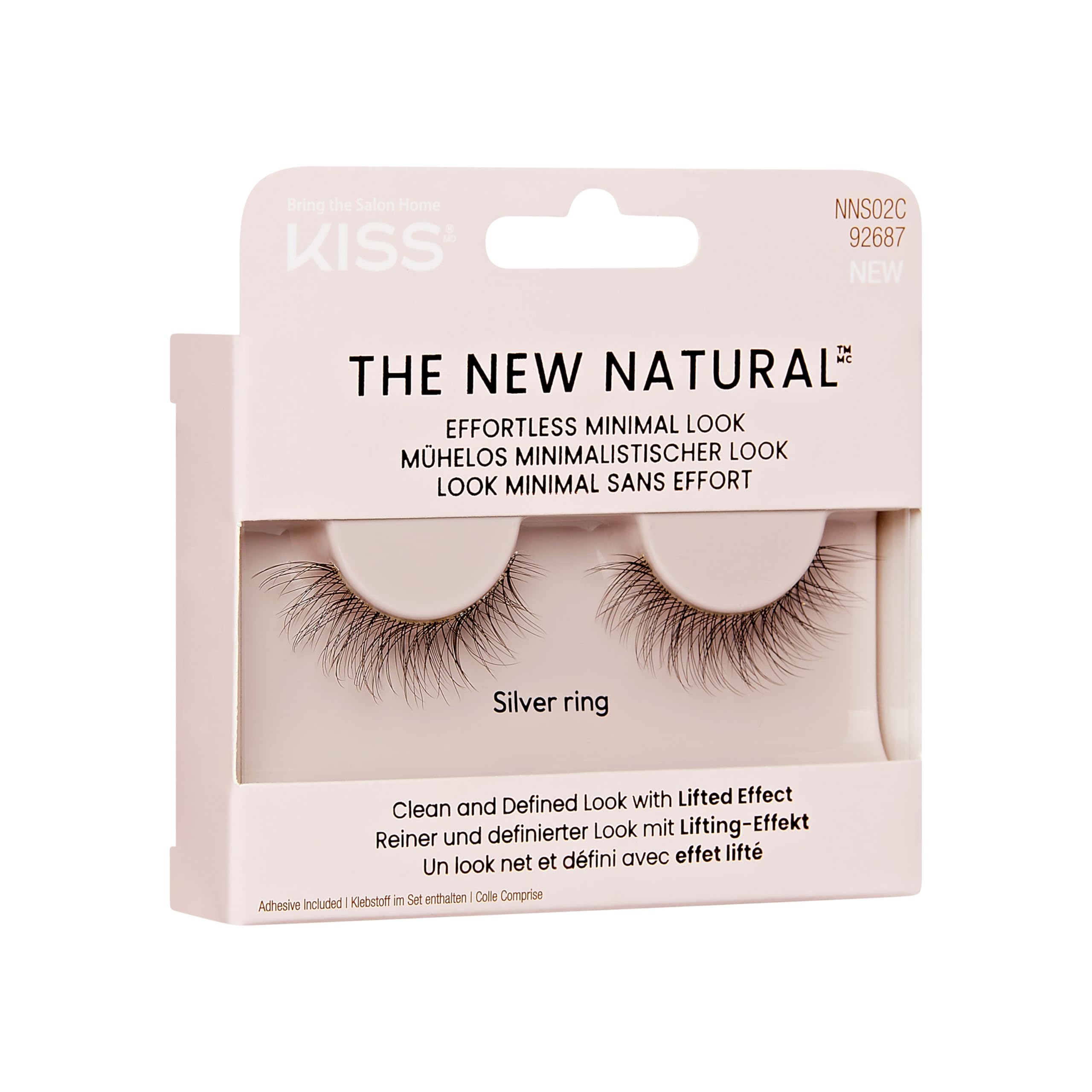 KISS sztuczne rzęsy THE NEW NATURAL - Silver Ring, 1 para rzęs, 1 klej