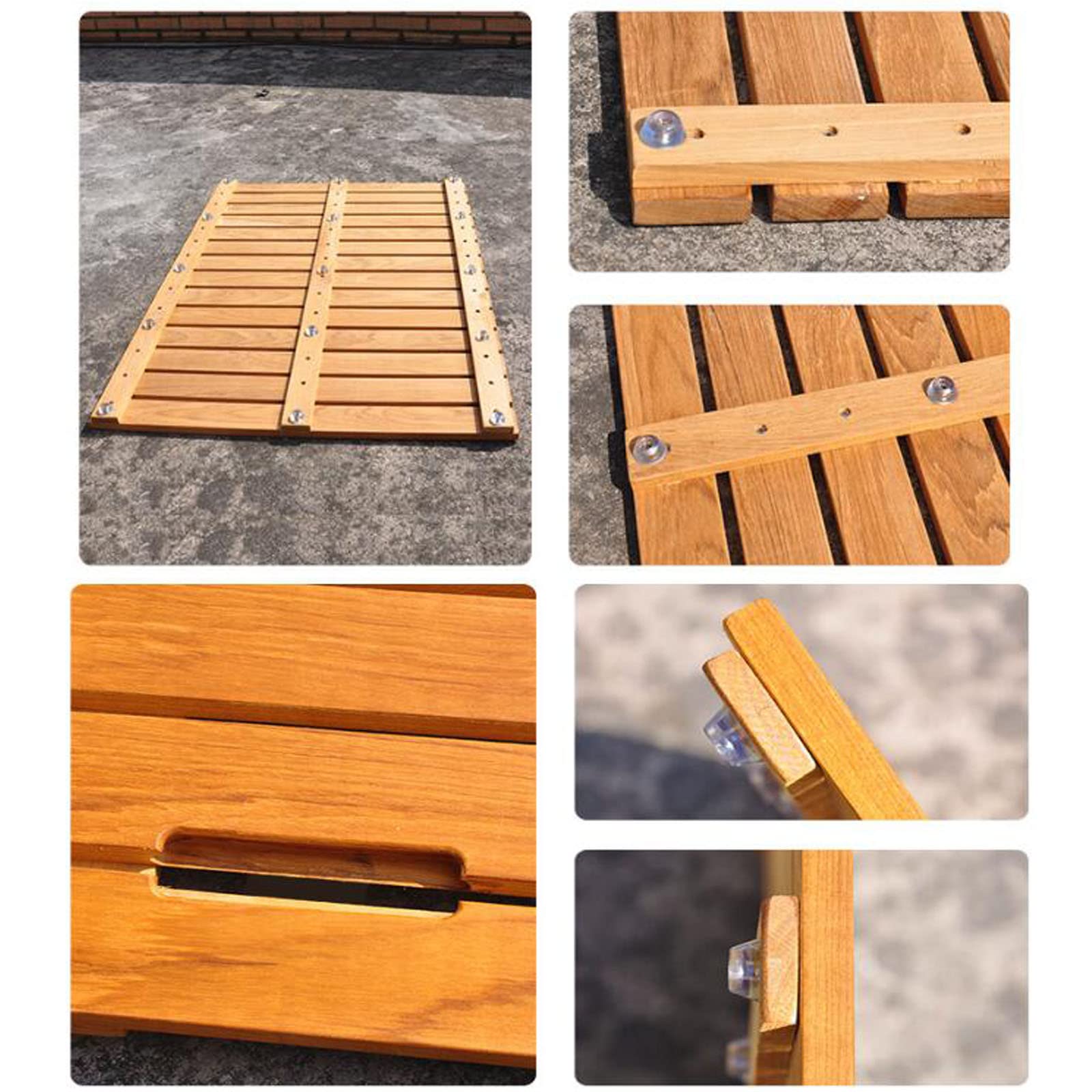 Pedana Doccia in Legno,Tappetino da Bagno in Legno di bambù per Doccia - Tappetino da Bagno Impermeabile Antiscivolo per Interni Ed Esterni Personalizzabile,70x100cm/28x39in
