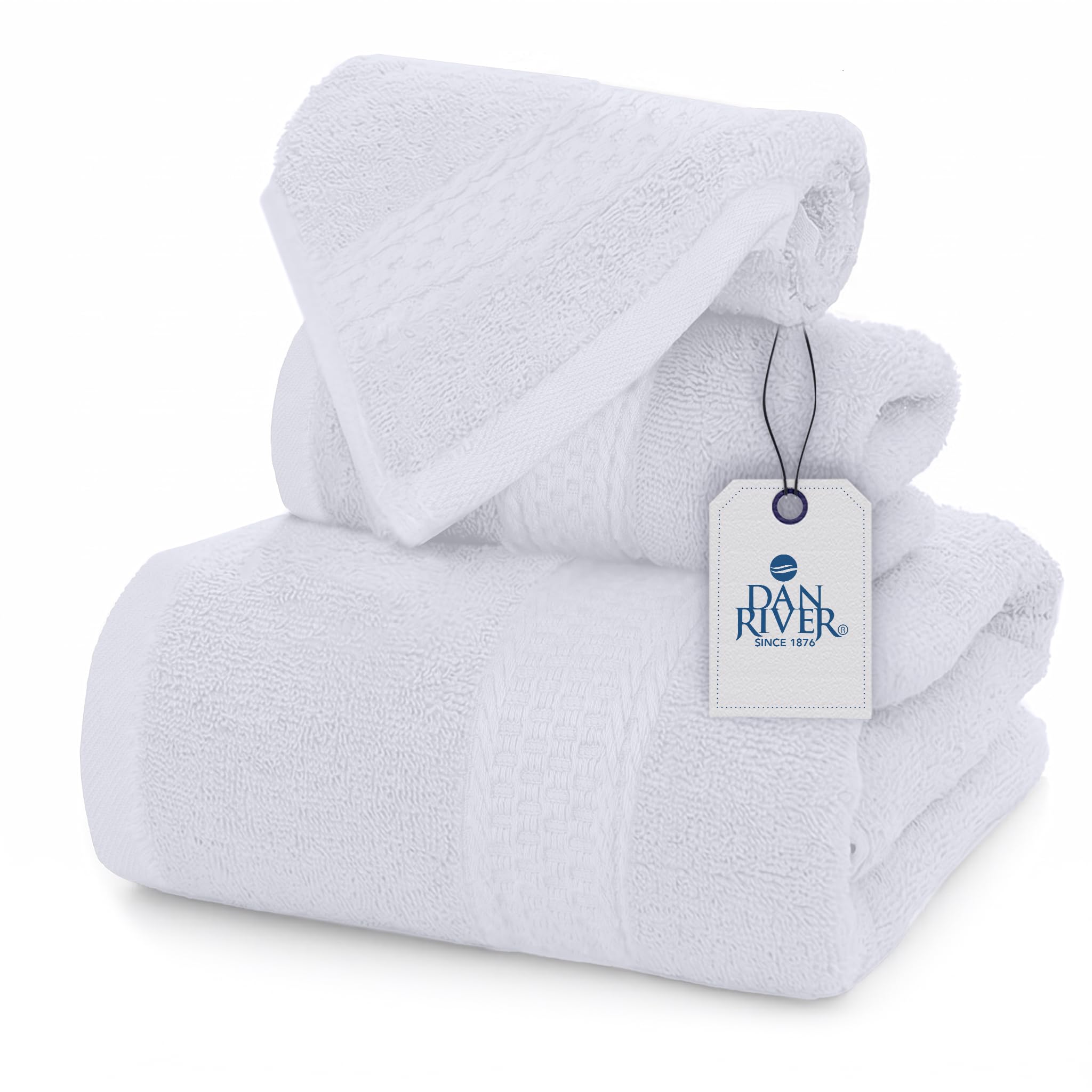 Dan River Juego de 3 Toallas de baño de 100% algodón de Lujo, máxima Comodidad y absorción para baño, Juego de Toallas de baño de Lujo para el hogar y el SPA (27 x 54 Pulgadas),
