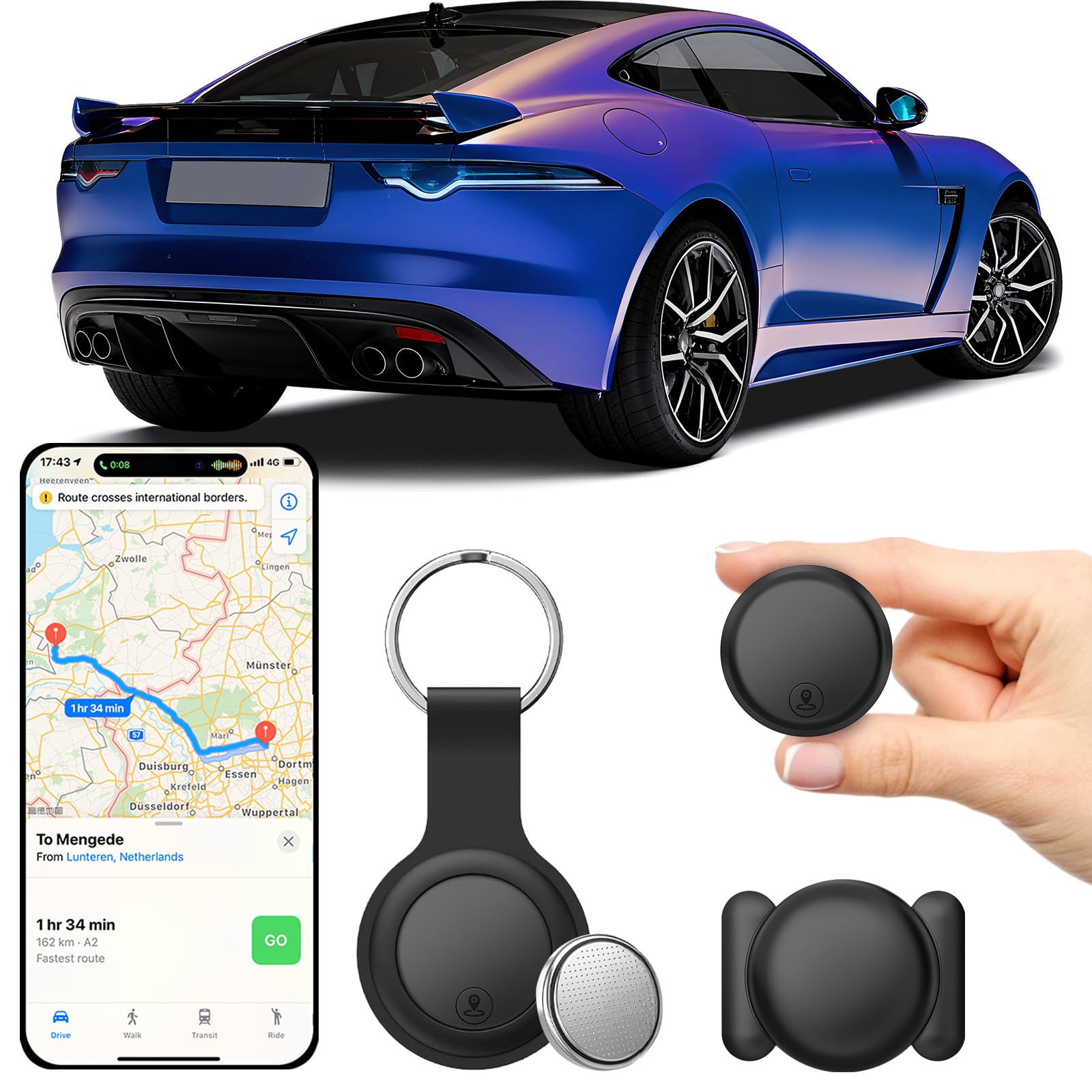 GPS Coche localizador Localizador GPS para Coche Rastreador 2026 Magnético Rastreador GPS,(Compatible con Android e iOS) Seguimiento en Tiempo Real para vehículo,Niños, Mascotassin suscripción/SIM