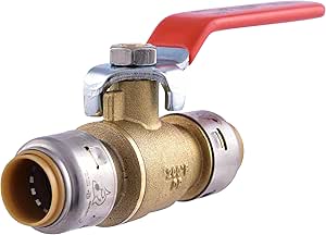SharkBite Max 1/2 x 1/2 in PTC Ball Valve, Push-to-Connect Brass Water Shut-Off Plumbing Fitting, UR22222