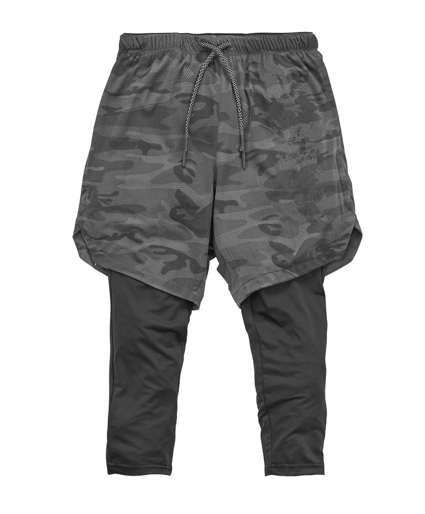 Męskie spodenki sportowe, legginsy, szorty do biegania, 2 w 1, spodenki treningowe, fitness, trening, ruch, spodenki z wbudowanymi kieszeniami, ciemnoszary, XL