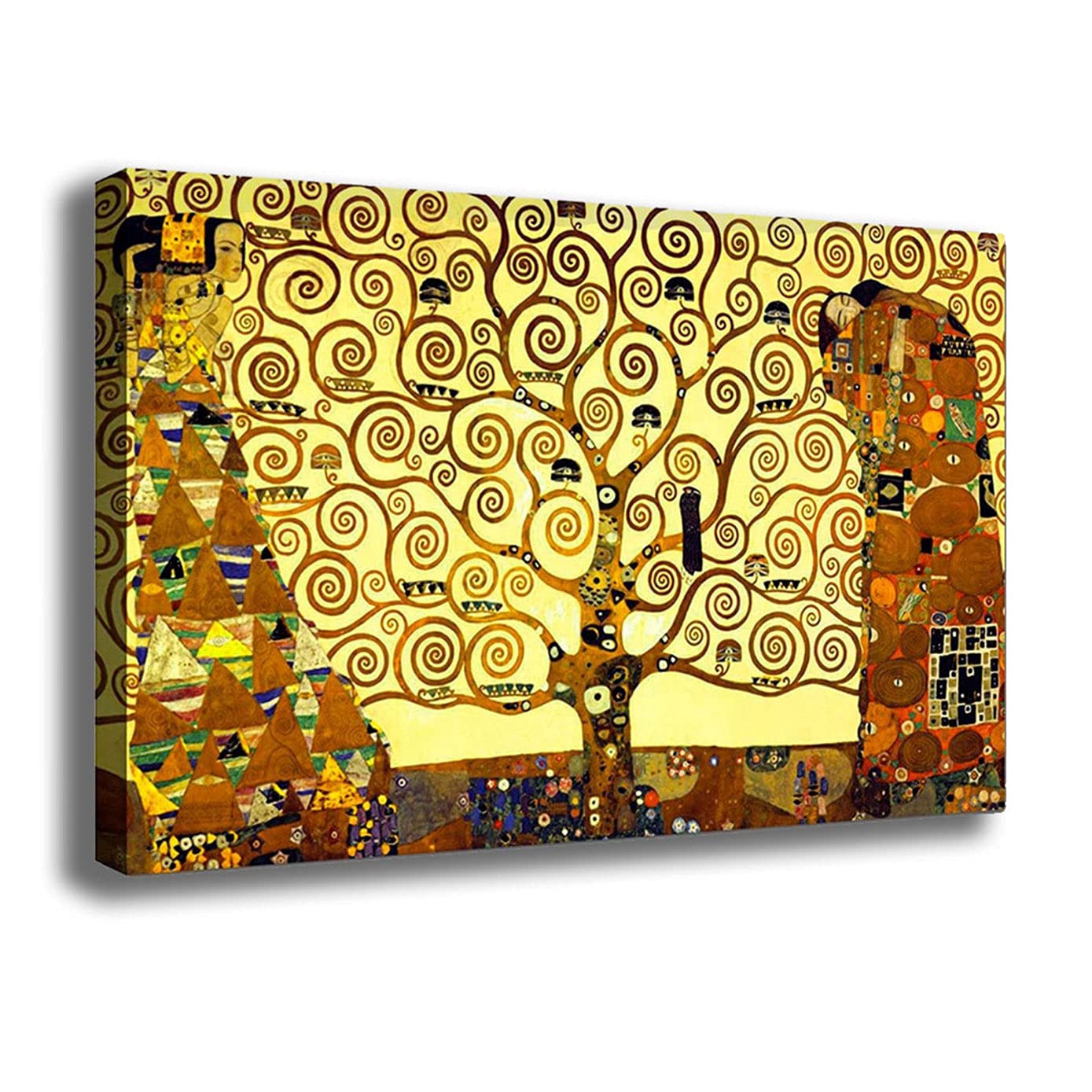 Printerland Quadro Moderno ALBERO DELLA VITA Stile KLIMT RIPRODUZIONE STAMPA SU TELA Quadri Moderni Arredo Arte Astratto Cucina Soggiorno Salone Camera da letto (70x100 centimetri, Albero della Vita)