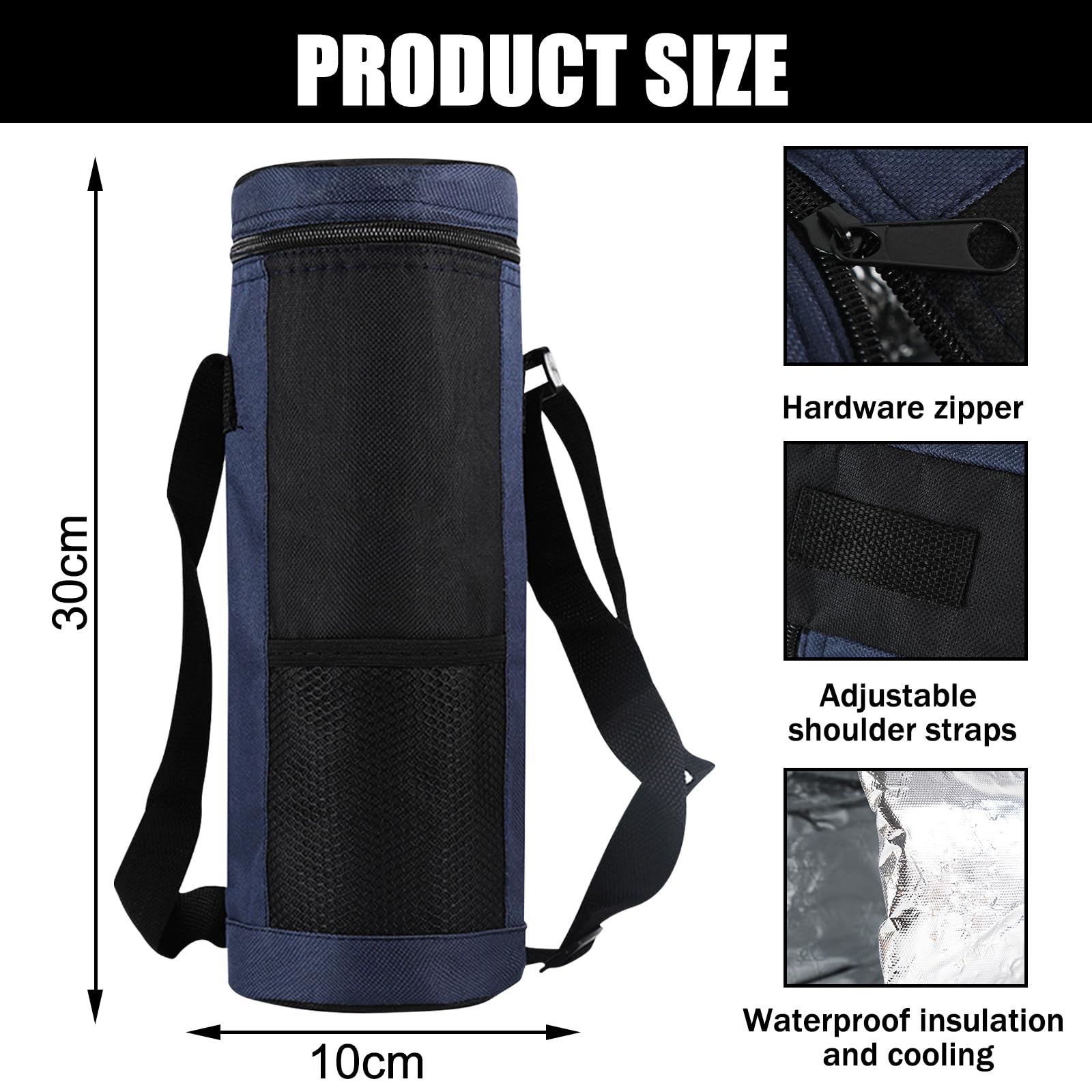 2PCS Borsa per Bottiglia Termica, Borsa Portatile per Bottiglia D'acqua Piccola Borsa Termica per Bevande con Tracolla Regolabile per Esterni, ViaggiS