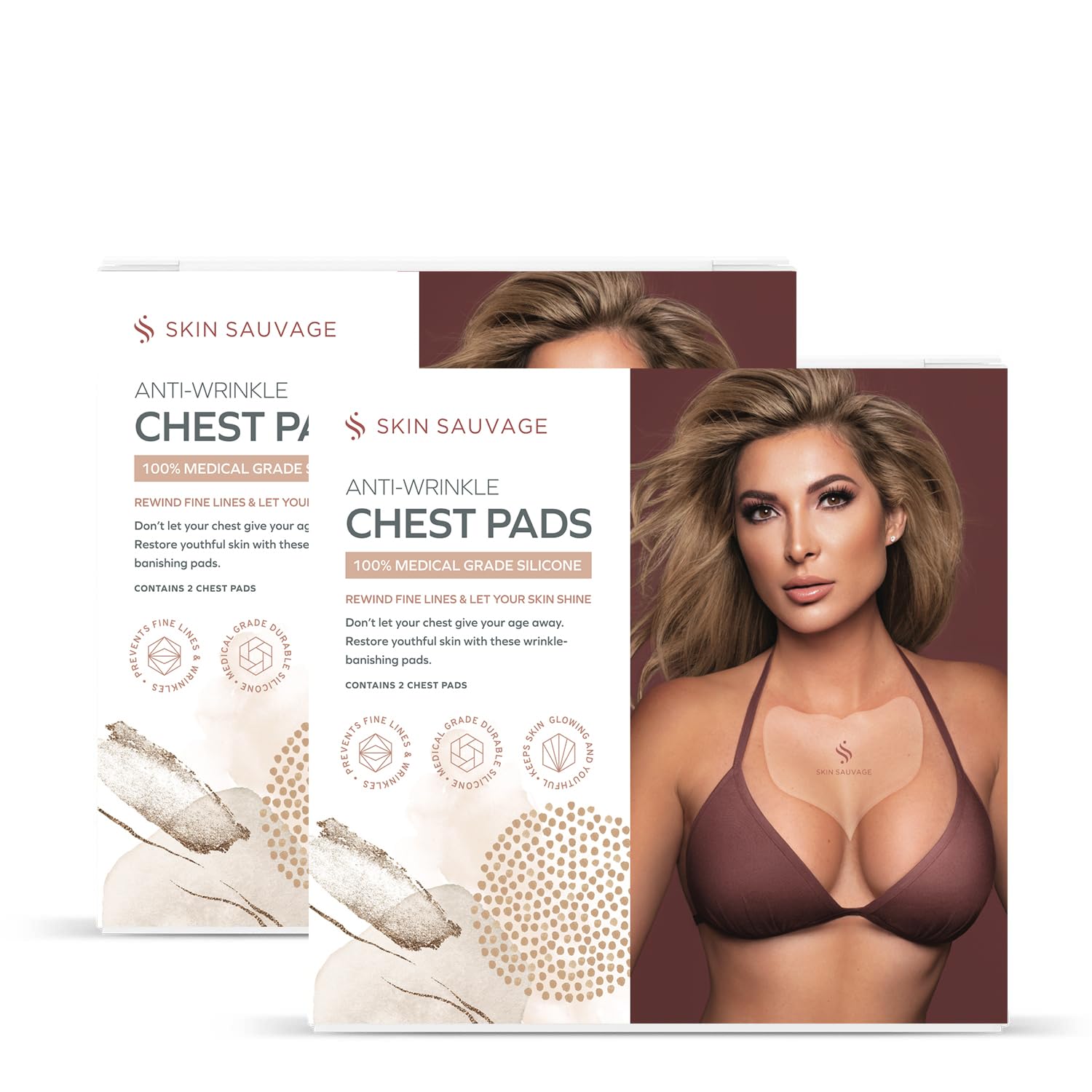 Chest and Neck Wrinkle Pads - Anti-Aging Skin Tightening Firming & Moisturizing Fine Lines Prevention - Skin-Safe Silicone Skincare Pads - Reusable