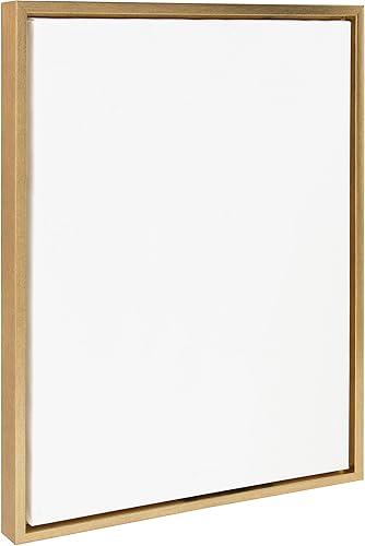 Kate and Laurel Sylvie - Lienzo enmarcado en blanco, 18 x 24 pulgadas, oro brillante, lienzo vacío moderno para pintar tu propio arte, enmarcado de