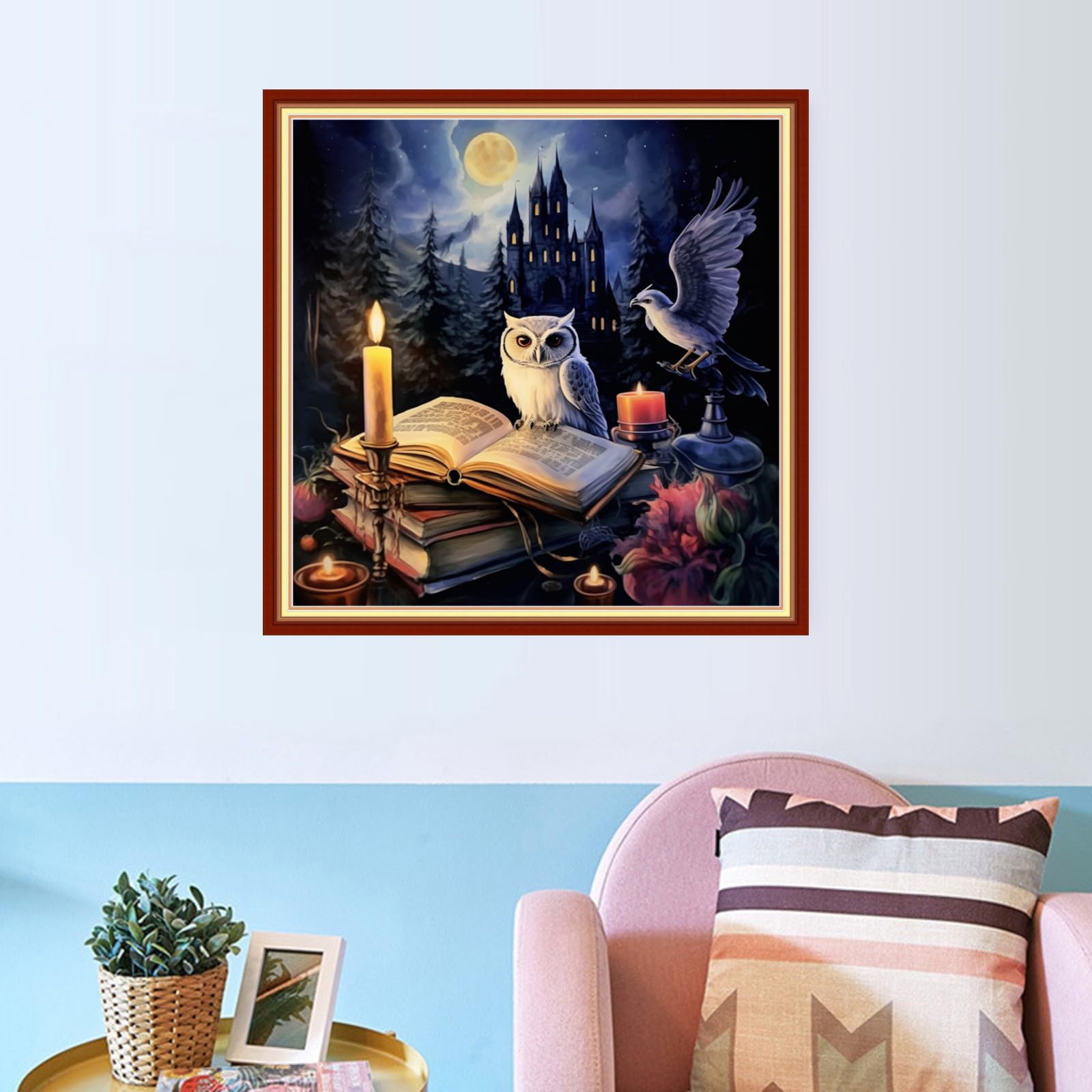 Dooxvey Cross Stitch Kits for Adult Beginners - Full Range of Stamped Kits, Needlepoint & Embroidery Kits - 11CT Cross Stitch Patterns - Moon Owl 18x18 inch