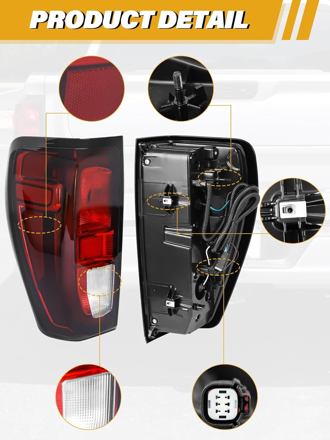 Tail Light Assembly Compatible with GMC 2019-2023 Sierra 1500 2500 HD 3500 HD with Factory Halogen Rear Lamps Model, with Bulbs and Harness Replaces 84565919 GM2800309, Left Driver Side