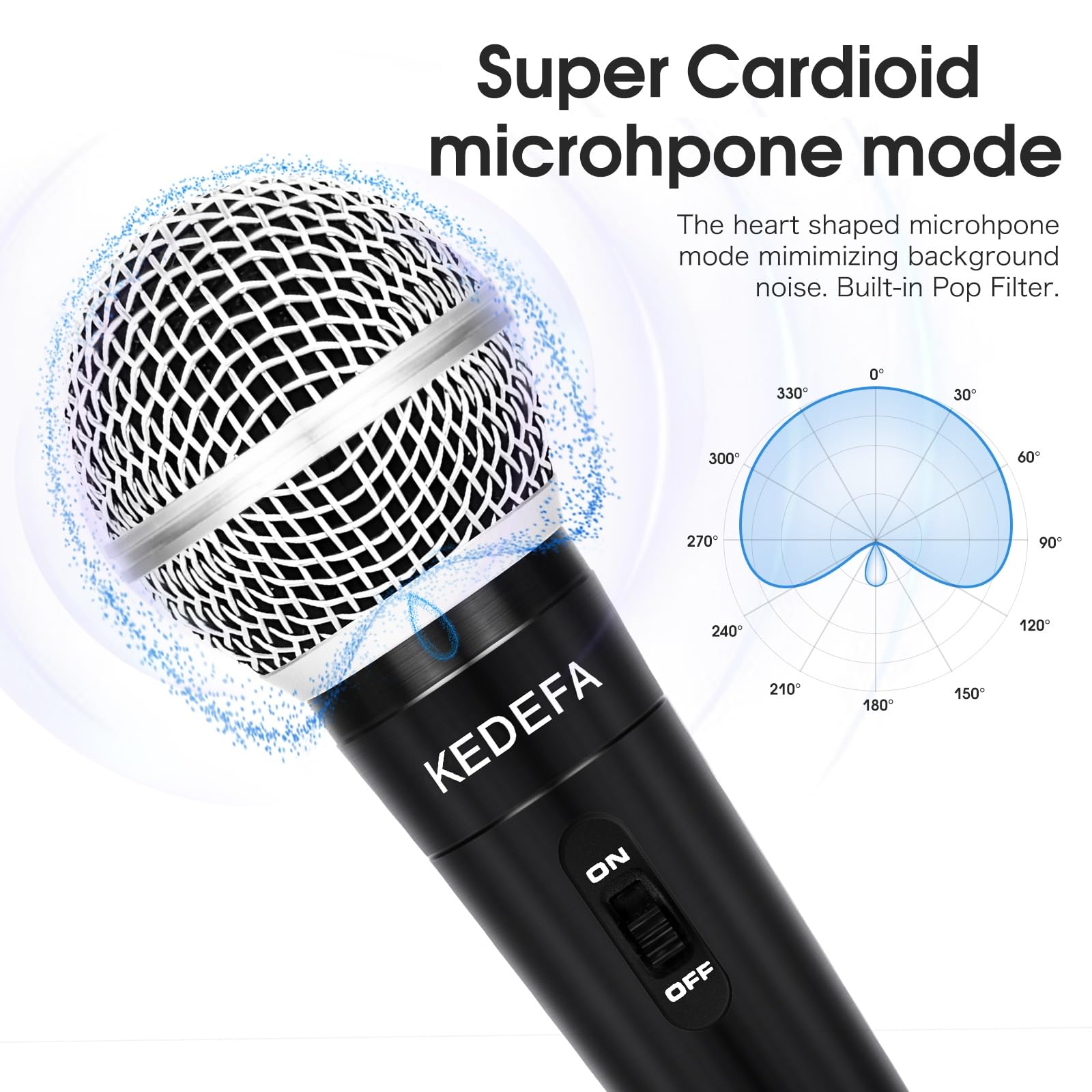 KEDEFA KM88 Microfone de karaokê portátil com fio, microfone vocal