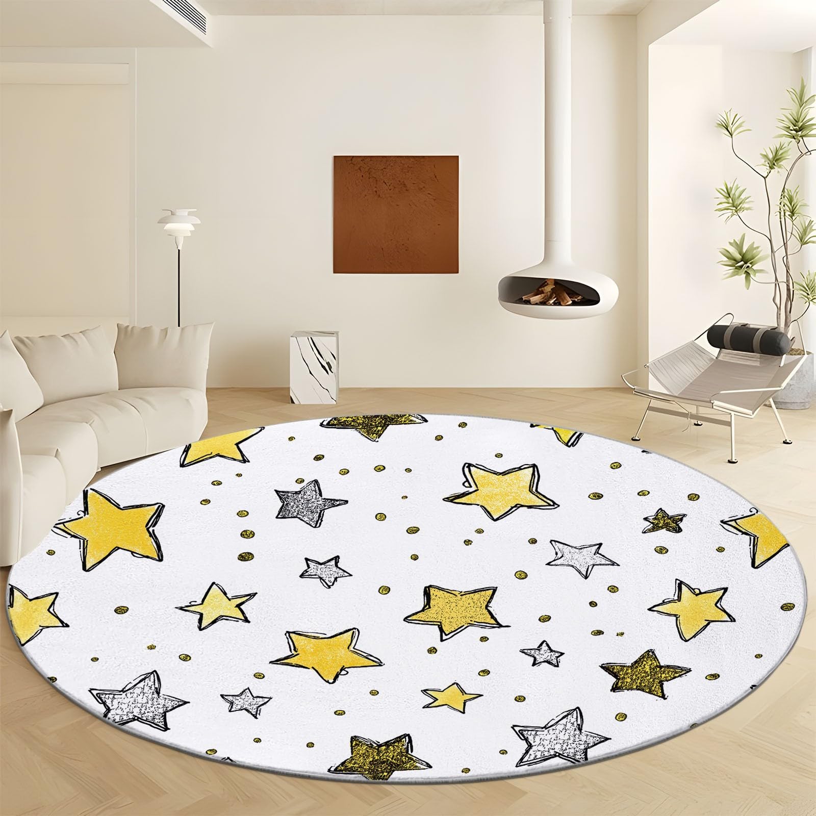 Tapis rond minimaliste gris pour créer un espace de jeu sûr et doux