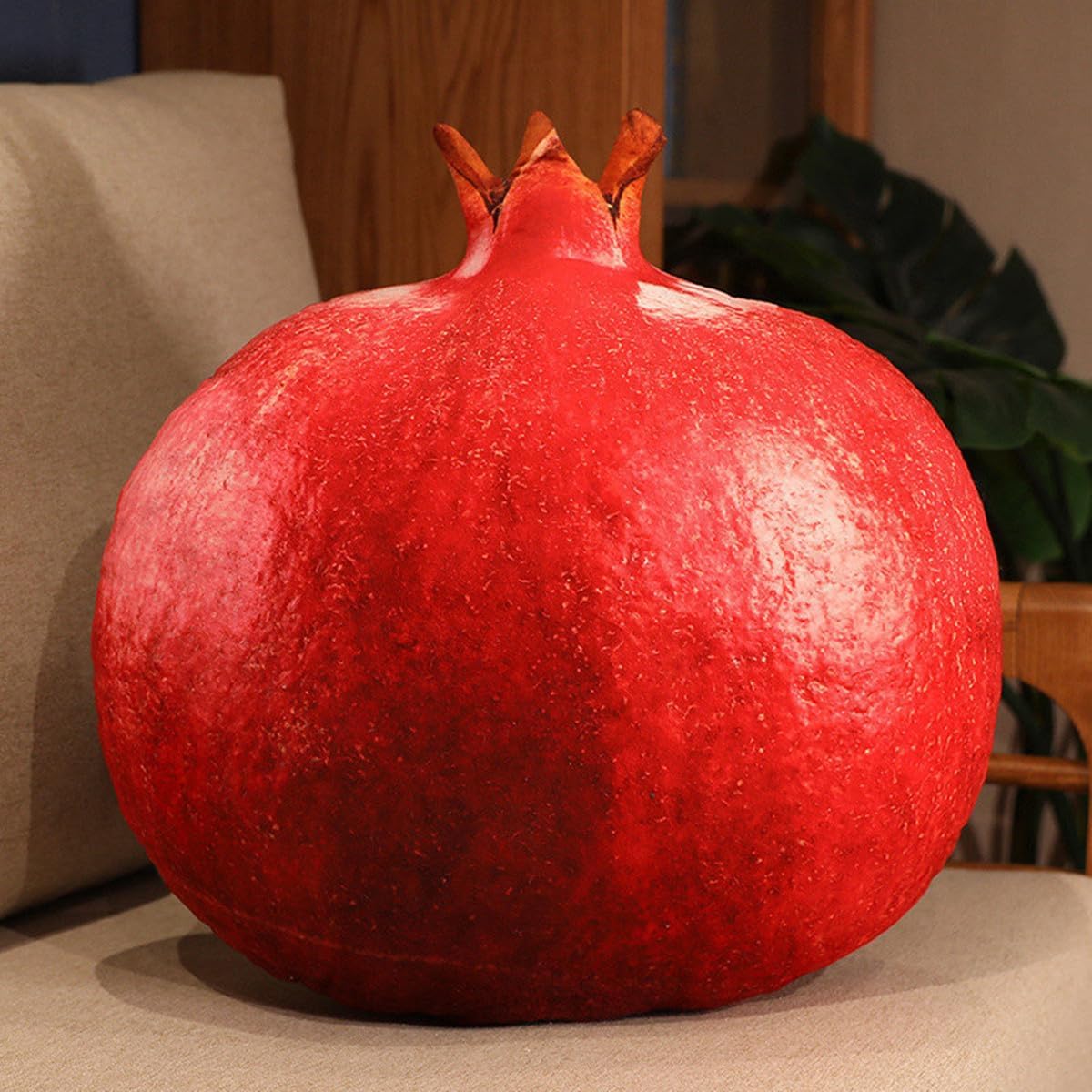 WAIUYIA Simulation Fruit Throw Pillow Kawaii Stuffed Fruit Plush Throw Pillow Decorative Cute Soft Fruit Plush Pillows Cushions for Bed Couch Chair Sofa Home Decor (Pomegranate)