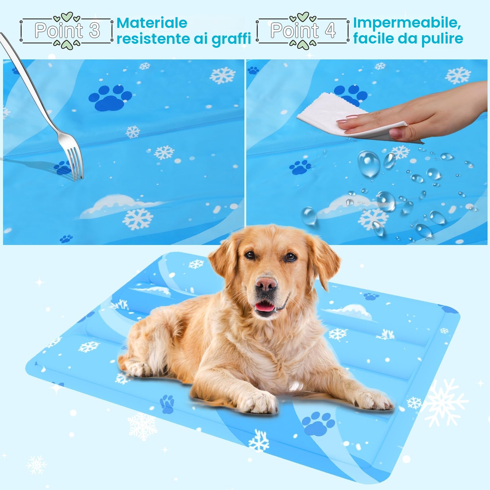 Tappetino Refrigerante per Cani e Gatti, Grande Tappeto Rinfrescante con Gel Atossico, Durevole e Antigraffio