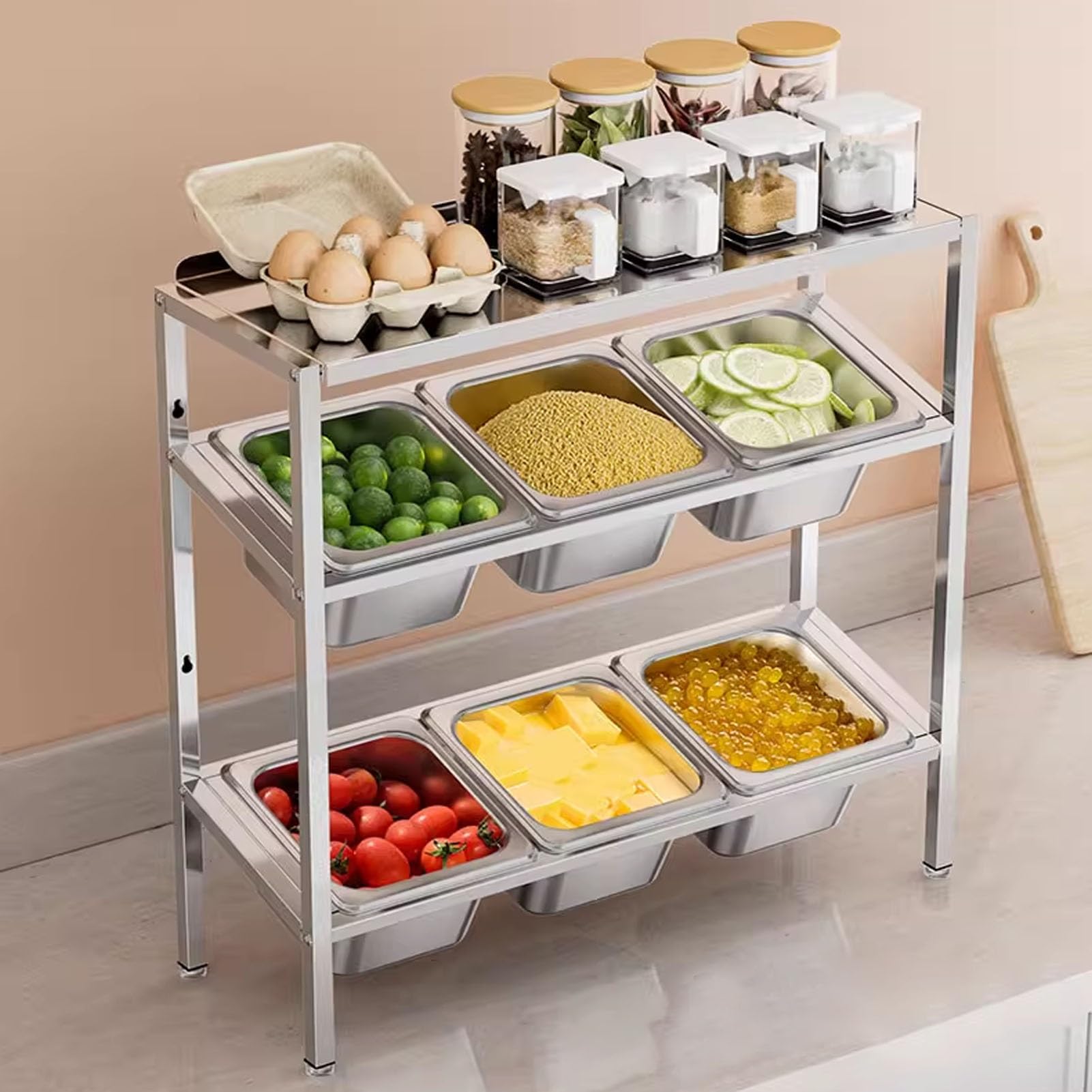 Adjuble inless Steel Se Rack con coperchio - Armadio salvaspazio Sto Solut per condimenti da cucina e dispensa - Perfetto per la casa nizat