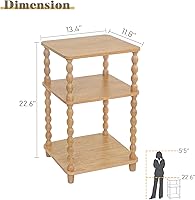 Vista 3 de End Table, Modern Side Table with 3 Tier Open Shelf, Small Table Bed Side Tables Bedroom for Small Spaces, Living Room and Office (Rustic Walnut)