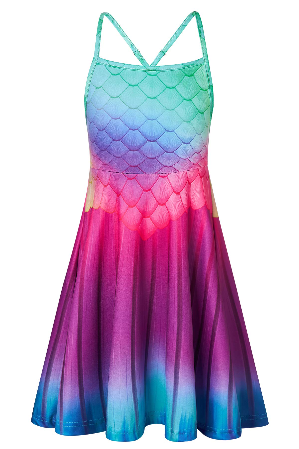 chinese dress ladies Tween Girls' Square Collar Sequin Mermaid Dress With Big Bow – Elonnashop main image 0