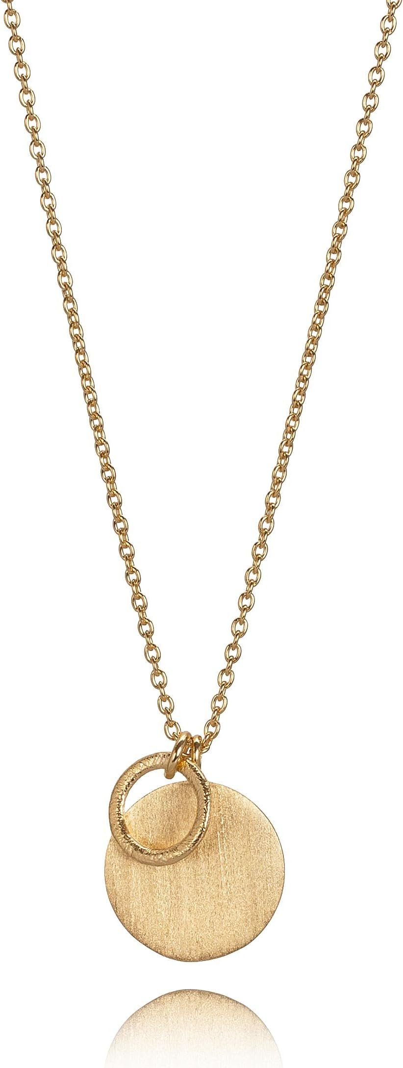 Pernille Corydon Long Necklace Gold, Small Disc Ring Women’s Necklace Coin & Ring Women 925 Sterling Silver Gold-Plated 90 cm – N220g
