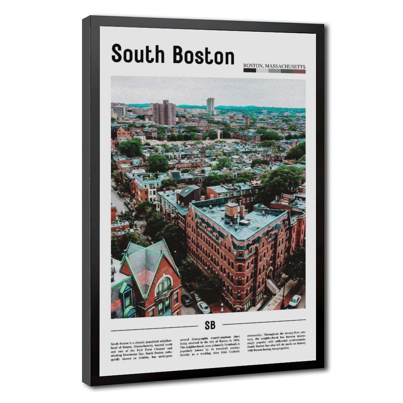 Wcyb Black Frame South Boston Massachusetts Usa The United States Of America Scenery Travel Prints Posters Canvas Deco Paintings Wall Art For Office Living Room Hangab