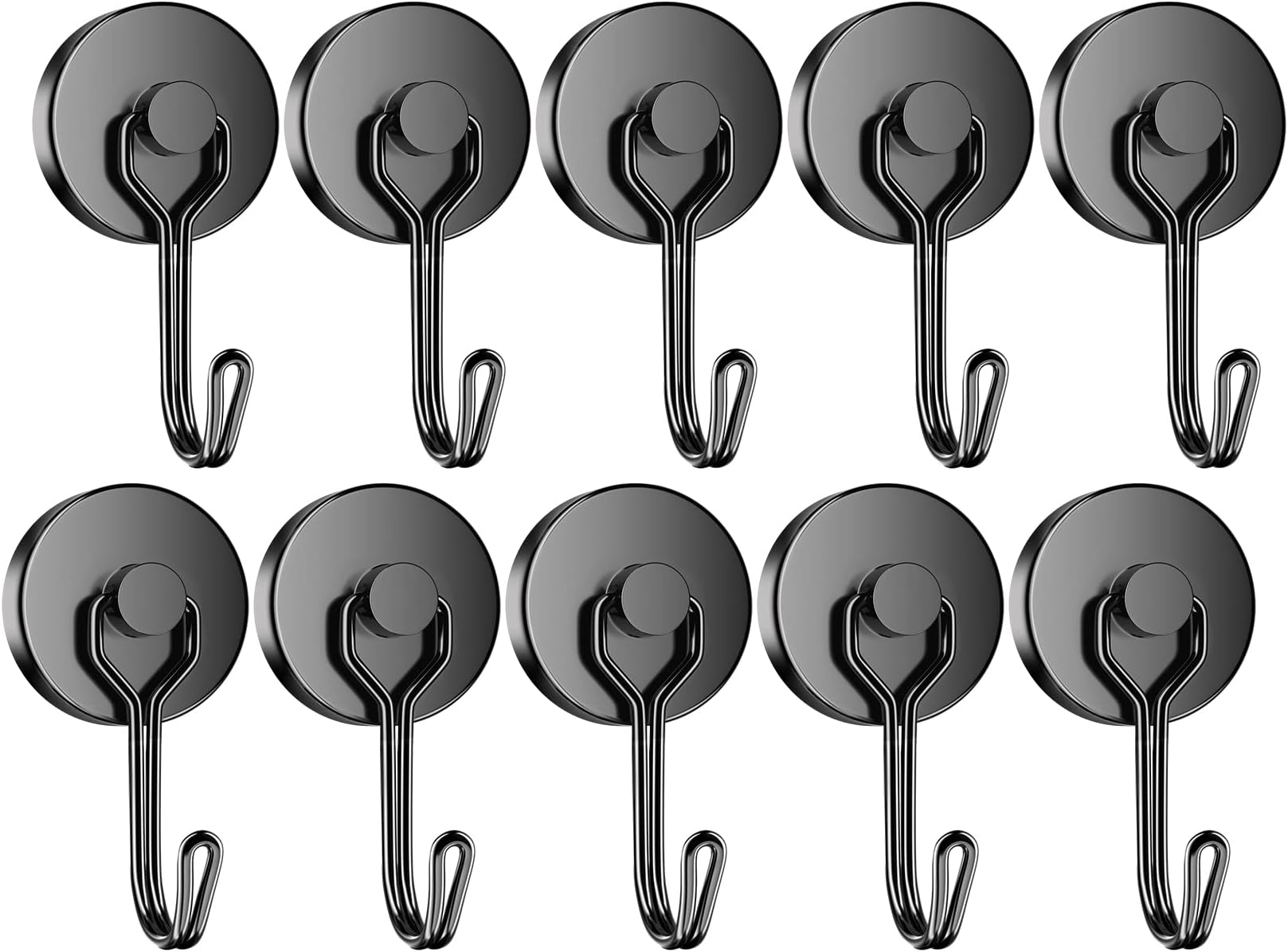 Grtard 10 Pack Black Magnetic Hooks 35 LBS Heavy Duty Neodymium Magnet Hook, Strong Swivel Swing Magnetic Hooks, Magnet with Hooks for Hanging, Home, Office, Classroom, Locker, Workplace