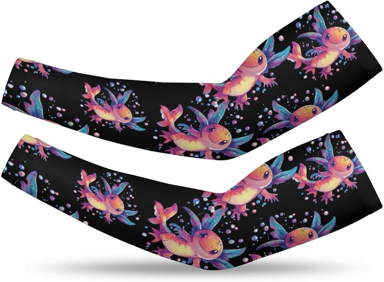 Cute Animal Colorful Axoltl Arm Sleeves Sun Protection Sleeves Sports Cooling Arm Compression Sleeve for Men Women