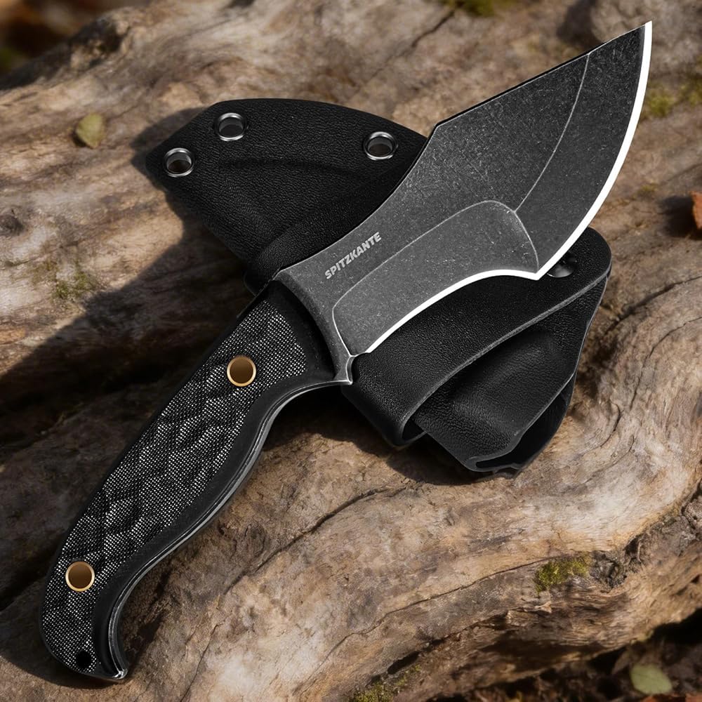 Coltello da Tracker Outdoor, Lama in 5Cr14MoV, Manico in G10, Lunghezza Totale 18.8 cm, con Fodero