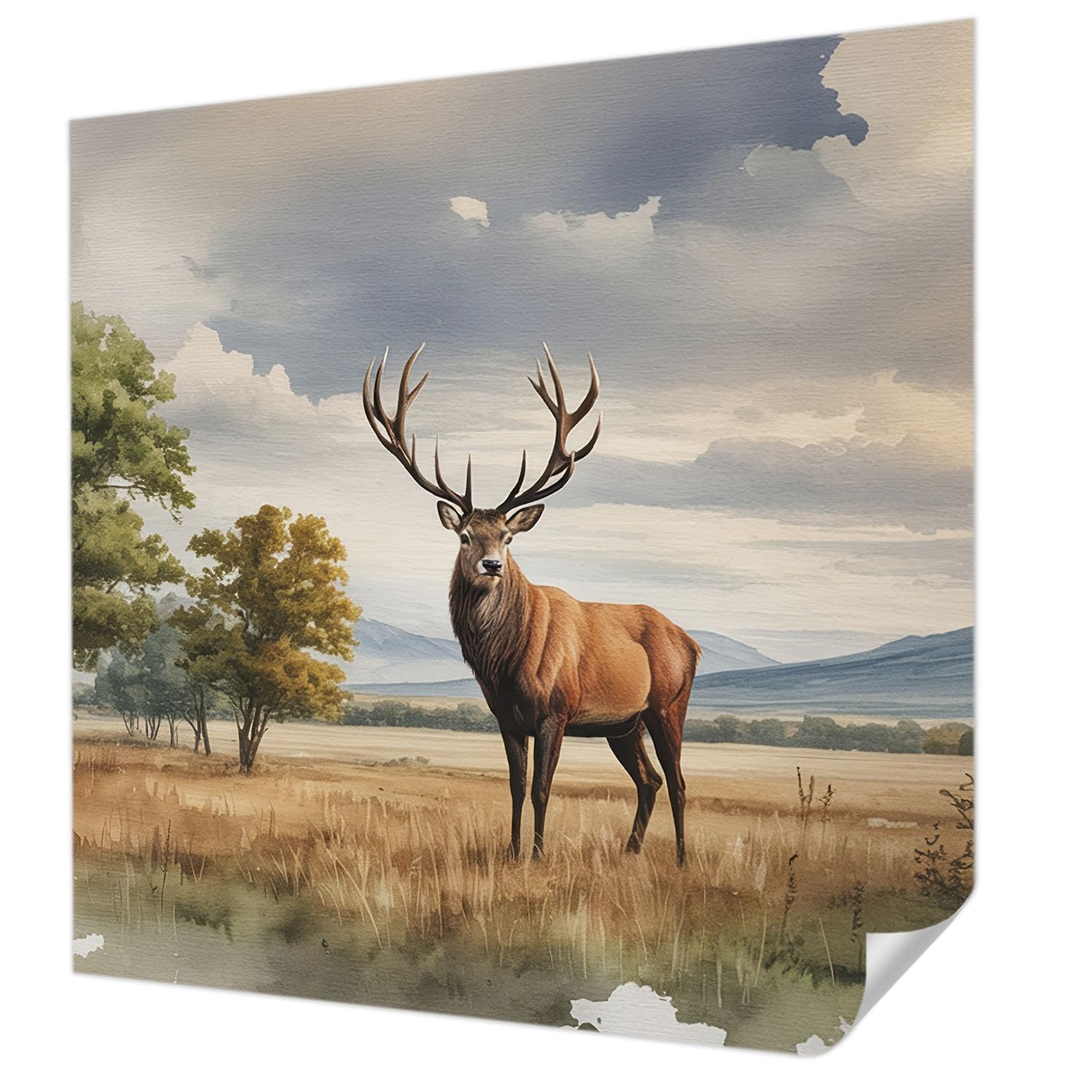 Revêtement mural autocollant panoramique salon chambre cerf 250x250 cm