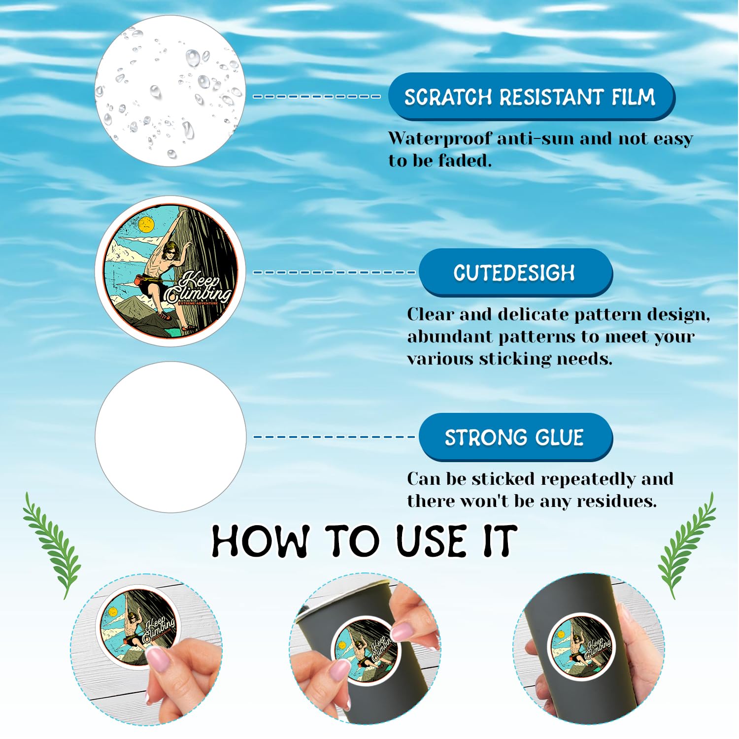 120 PCS Rock Climbing Stickers, Outdoor Extreme Adventure Sports Stickers for Water Bottles, Laptops, Suitcases, Skateboards, Car, Perfect Gifts for Climber, Adults, Teens and Kids - Image 3