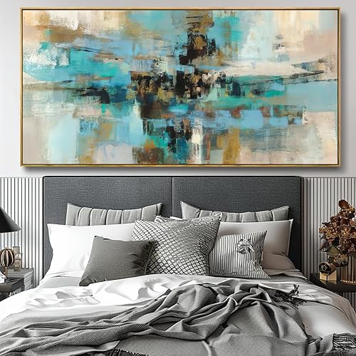 Miniatura 11 de Arte abstracto para pared, impresiones artísticas de pared, pintura en lienzo, negro, amarillo, azul, obra de arte moderna grande para sala