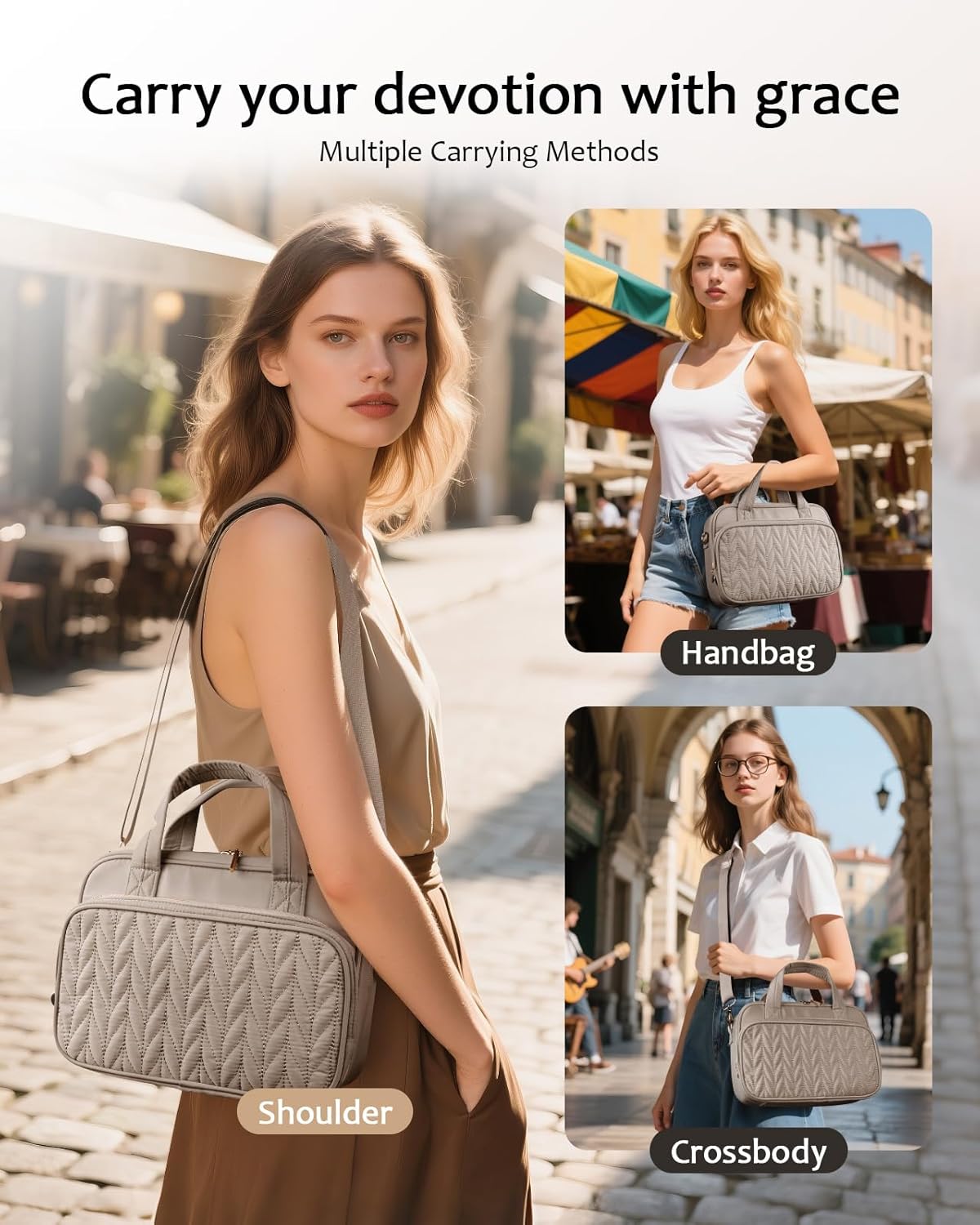 Bible Cover Case for Women, Large Bible Bag with Study Supplies, Bible Journaling Kit with Highlighters and Pens No Bleed, Christian Gift for Women (Shoulder Strap, Smokey Taupe) - Image 9