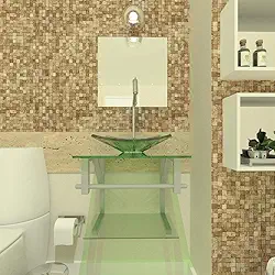 GABINETE DE VIDRO PARA BANHEIRO 40CM AC CUBA QUADRADA INCOLOR