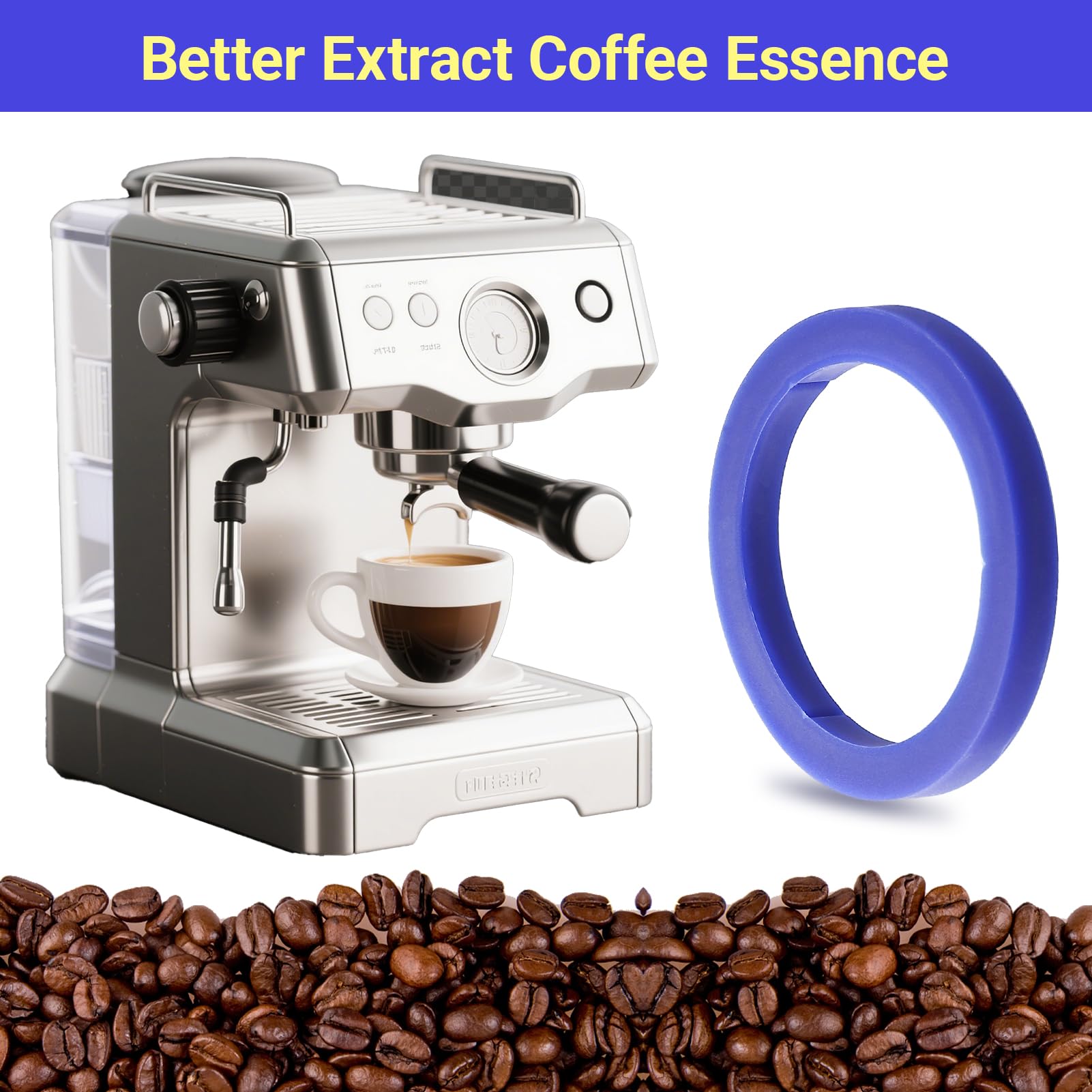 2 stuks verbeterde E61 filterhouders, voedselveilige siliconen afdichtingen voor espressomachine, vervangende afdichting voor E61 zetgroep, BPA-vrij, duurzaam, luchtdicht, blauw