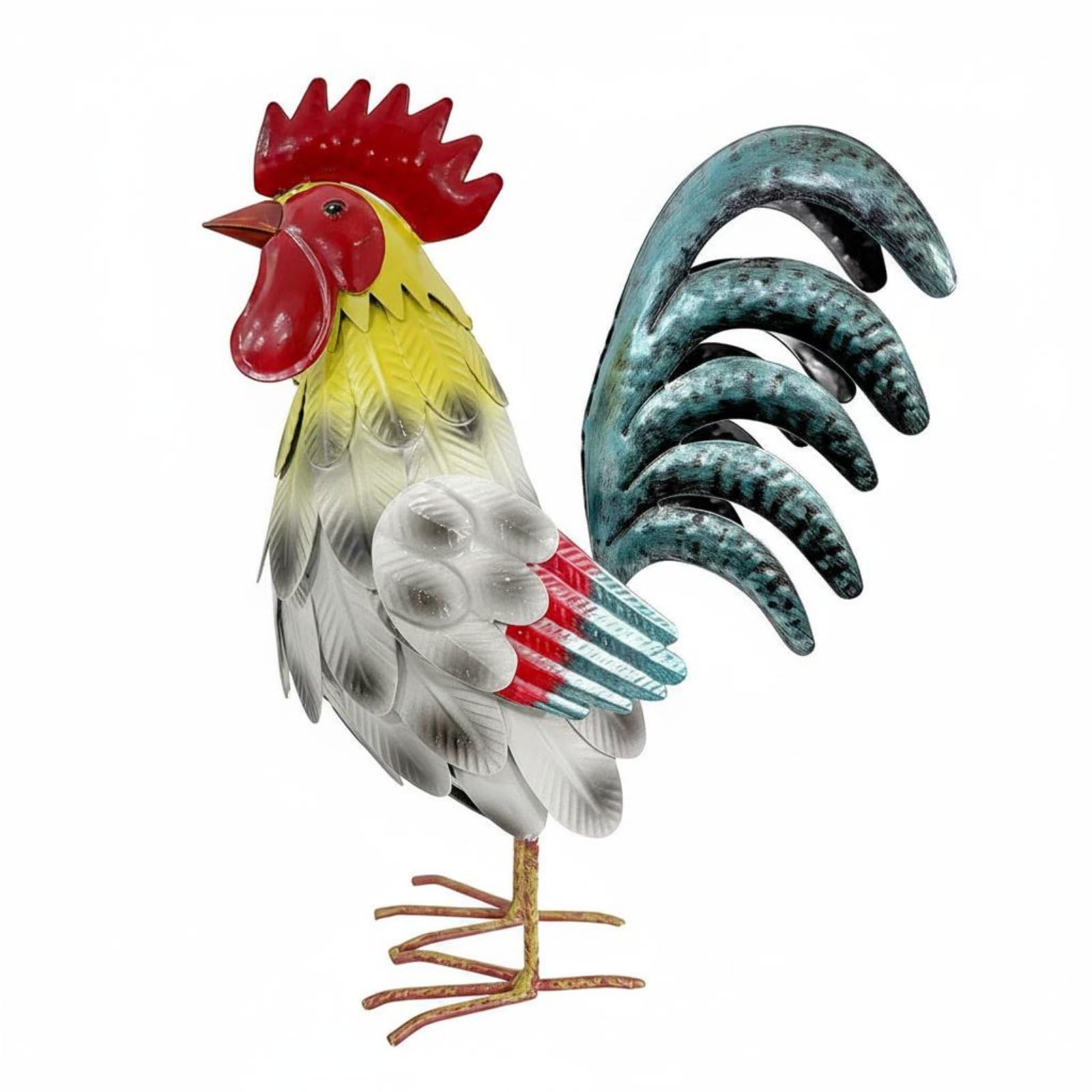 Coq en fer forgé pour jardin - Sculpture coq statue iron et ornement extérieur