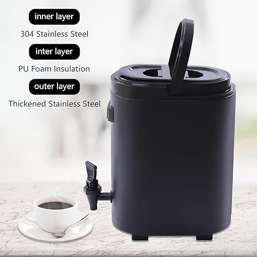 Miniatura 4 de Dispensador de bebidas aislado de grado alimenticio, acero inoxidable 304 de 10 litros, dispensador térmico de bebidas frías y calientes con