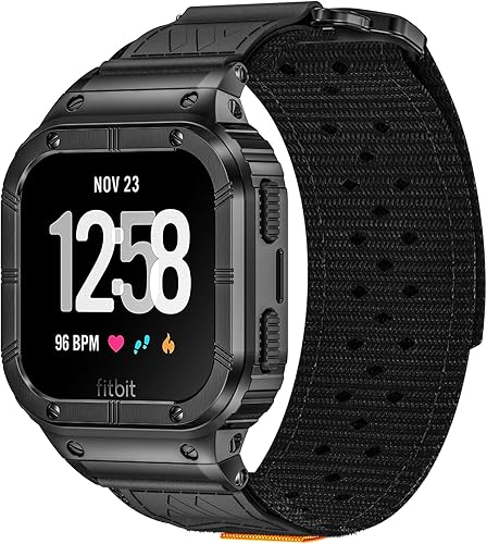 MioHHR Correa compatible con Fitbit Versa 4 3 2 1Fitbit Versa LiteFitbit SenseSense 2 bandas con caja de acero inoxidable, correa ajustable