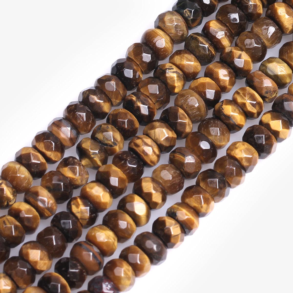 Gem-Inside 4x6mm Yellow Tiger Eye Faceted Rondelle Stone Natural Gemstone Heishi Spacer Beads for Jewellery Making Bracelet Necklace DIY Craft Project Strand 15"