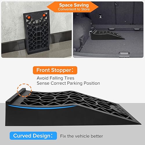 Miniatura 6 de Donext Rampas para automóvil para un fácil mantenimiento del vehículo y elevación segura, rampas de automóvil resistentes, ligeras y de bajo perfil