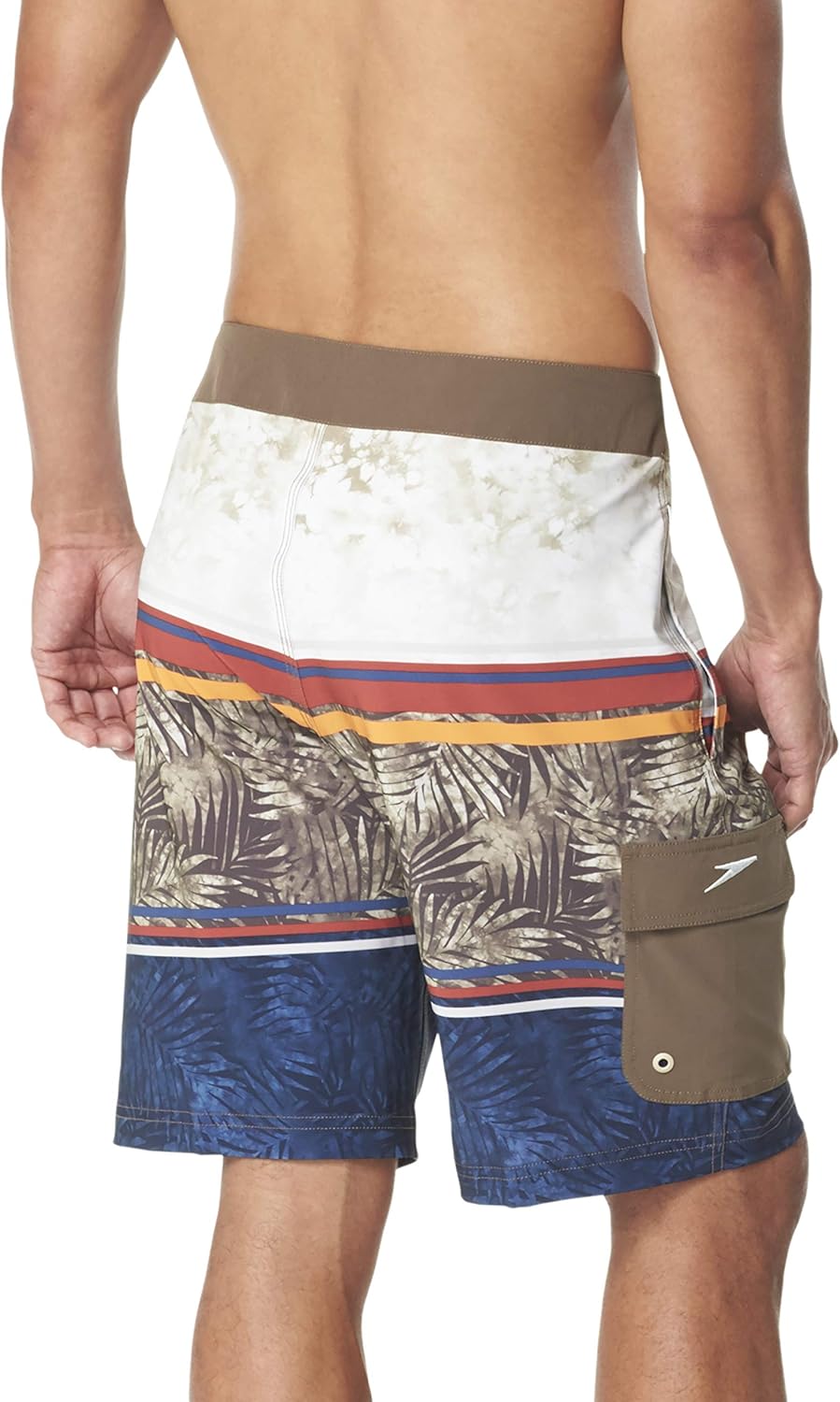 Speedo Men's Swim Trunk Knee Length Boardshort Printed-Discontinued Canteen Brown 30