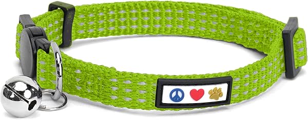 Pawtitas Collar Ajustable para Gato Reflectante con Campana Desmontable Verde - 1