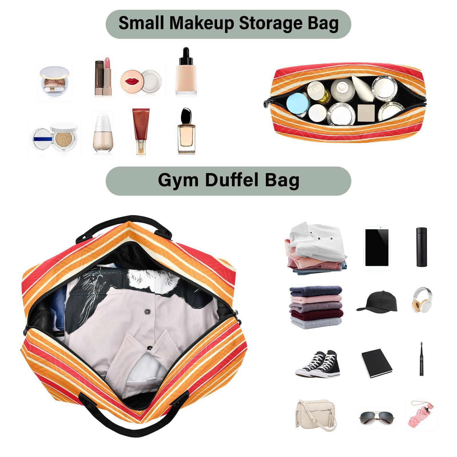 Duffel Bag Set Dual Bag Set Onda Trapuntato Trolley Manica Alla Moda Storage, Strisce Fiesta, One Size, Classico