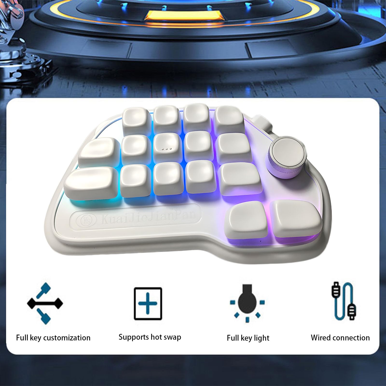 Pavé numérique mécanique USB Filaire 17 Touches échangeables à Chaud avec rétroéclairage RVB et Touches PBT Via programmable pour Ordinateur Portable pavé numérique d ' éclairage RVB