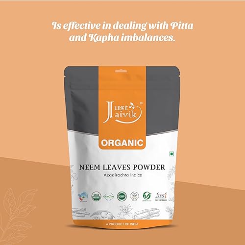 Miniatura 3 de Just jaivik 100 Neem Hojas polvoUSDA Certificado Orgánico Orgánico 227gms12Lb Libra08ozazadirachta IndicaLa Promoción Cabello Sano y claro Piel un