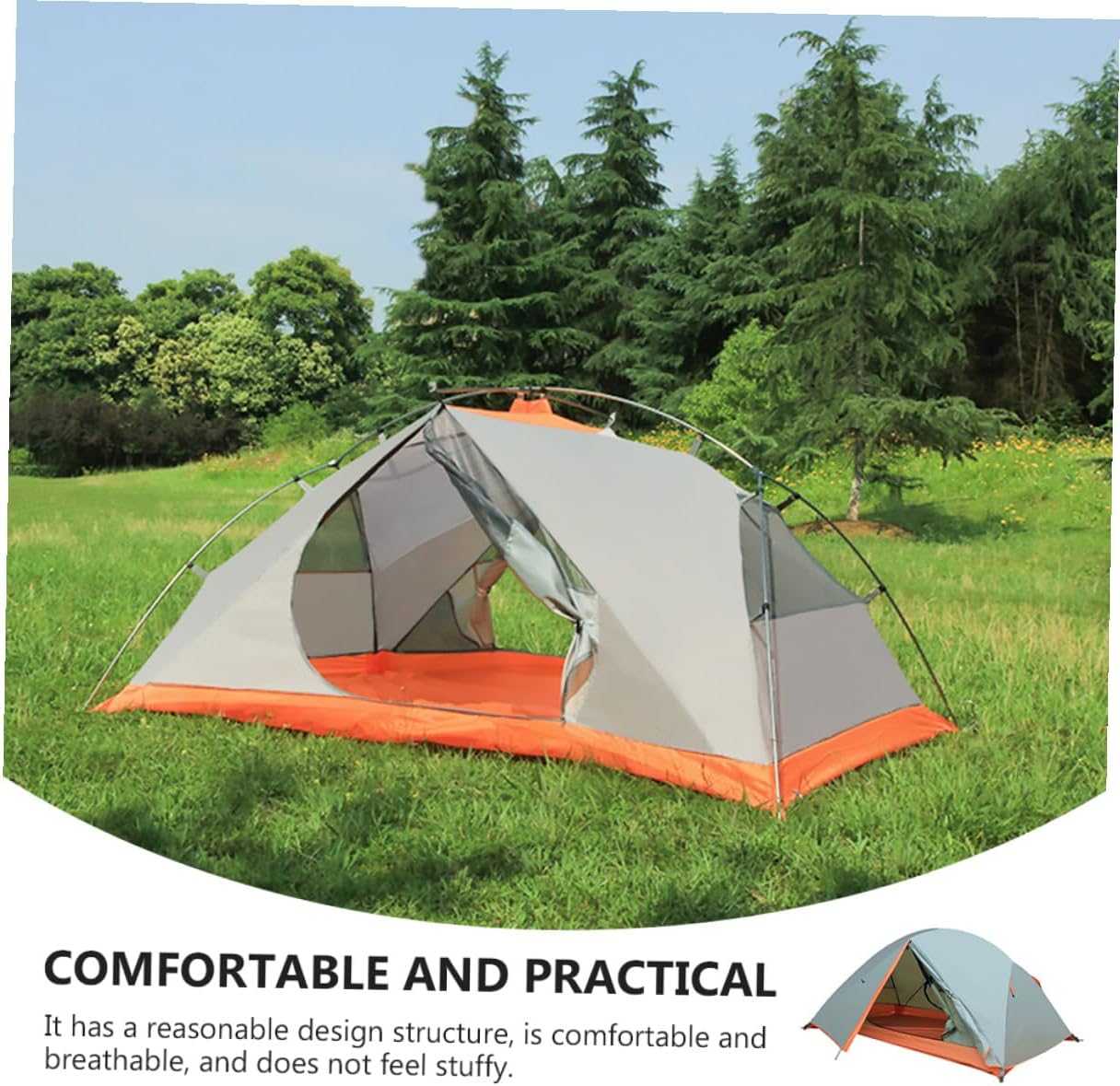 Double-Layer Aluminum Pole Camping Tent, Waterproof Rainproof Shelter for Two People, Windproof Outdoor Travel Tent for Hiking and Camping