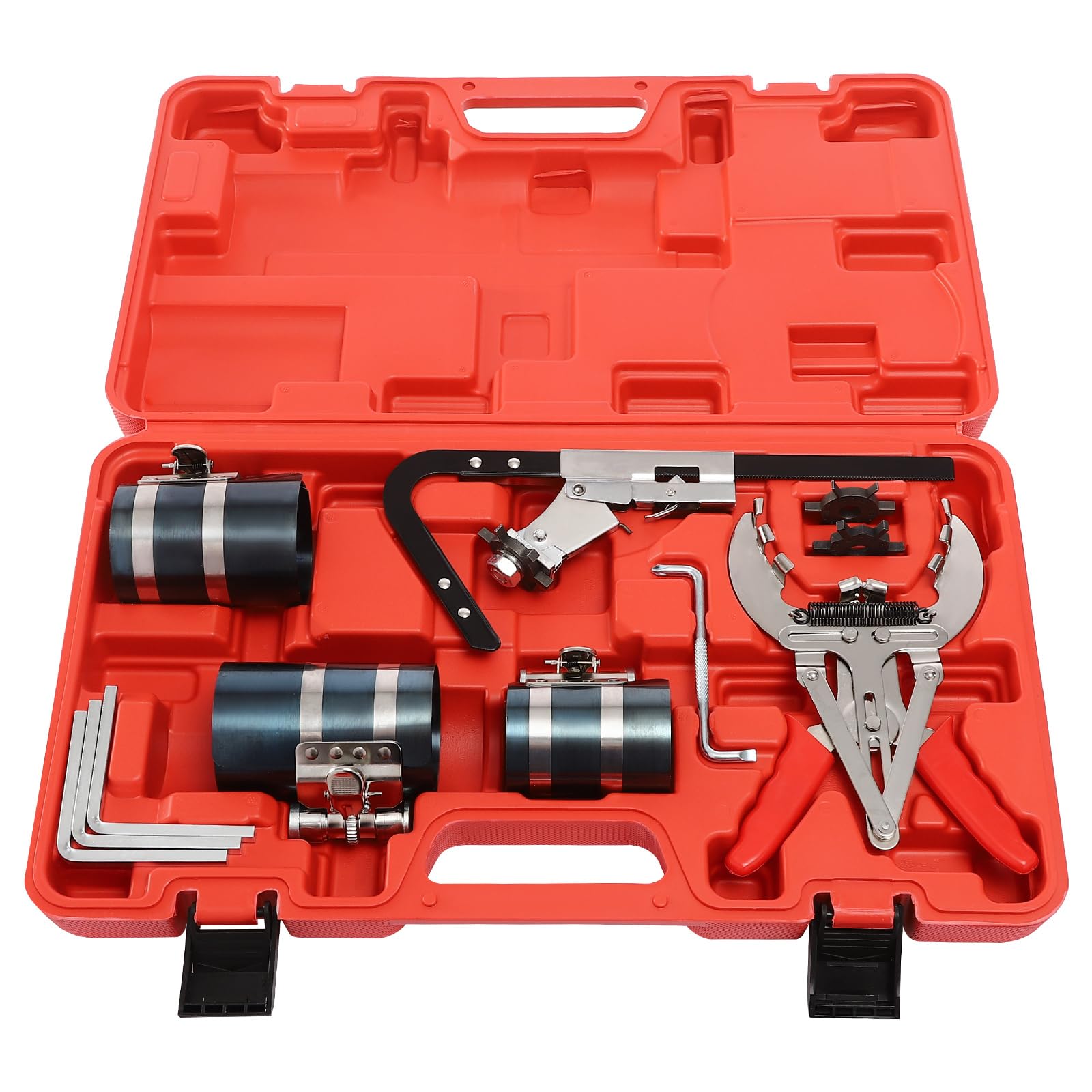 Jeu de 12 bandes de serrage pour segment de piston, kit d'outils de réparation, avec boîte à outils, bande de serrage pour réparation de moteur de voiture, moto